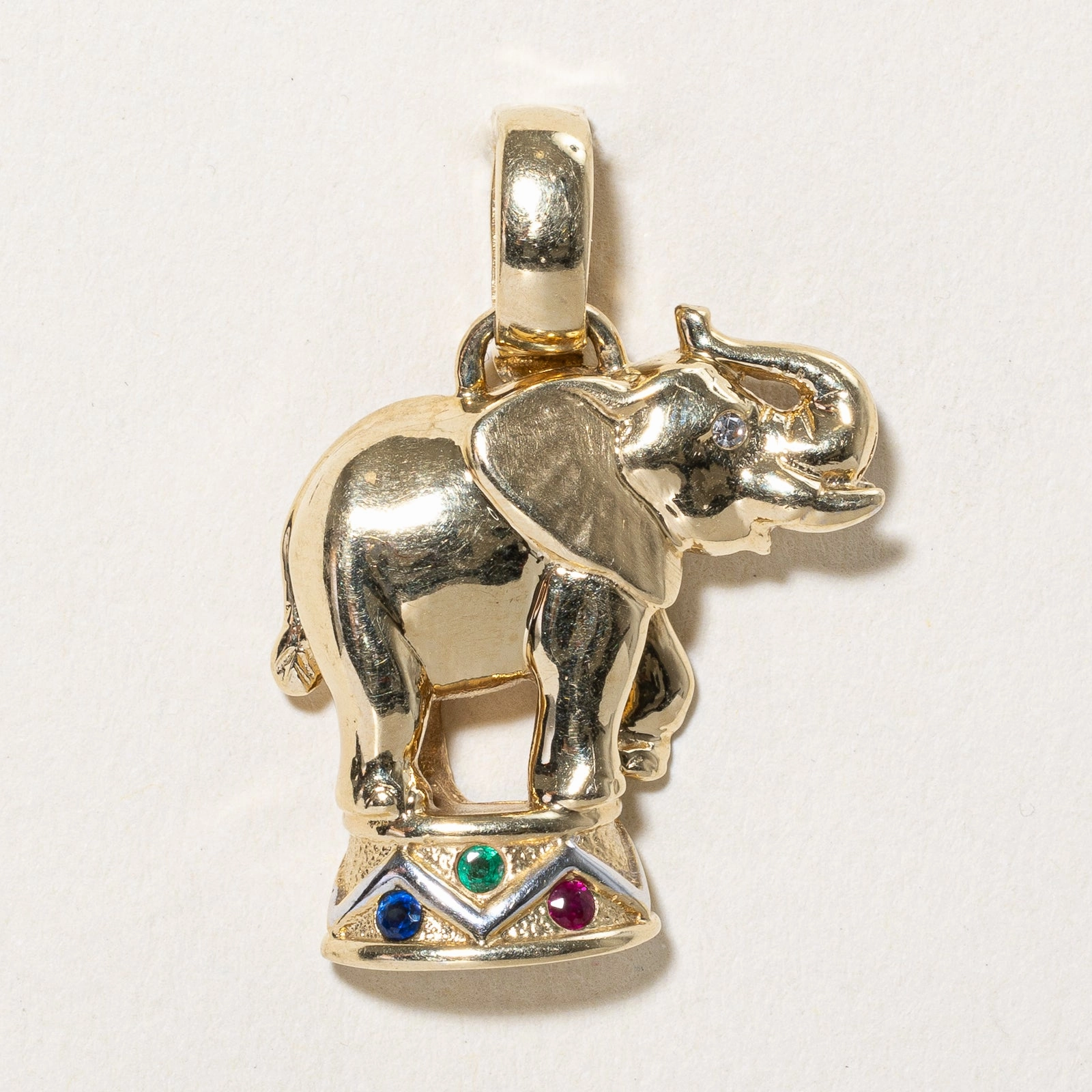 True Touch Subtle Fit Multi Gemstone Circus Elephant Pendant | 0.08ctw, 0.01ct