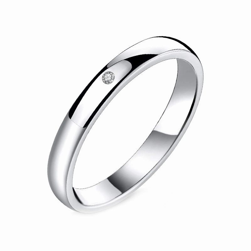 Unique Edge Quick Layer 3mm Sterling Silver High Polished Plain Dome Ruby Wedding Ring Band