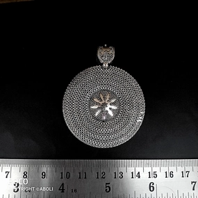 Oxidised silver circle pendant SP285 Vivid Edge Trendy Detail