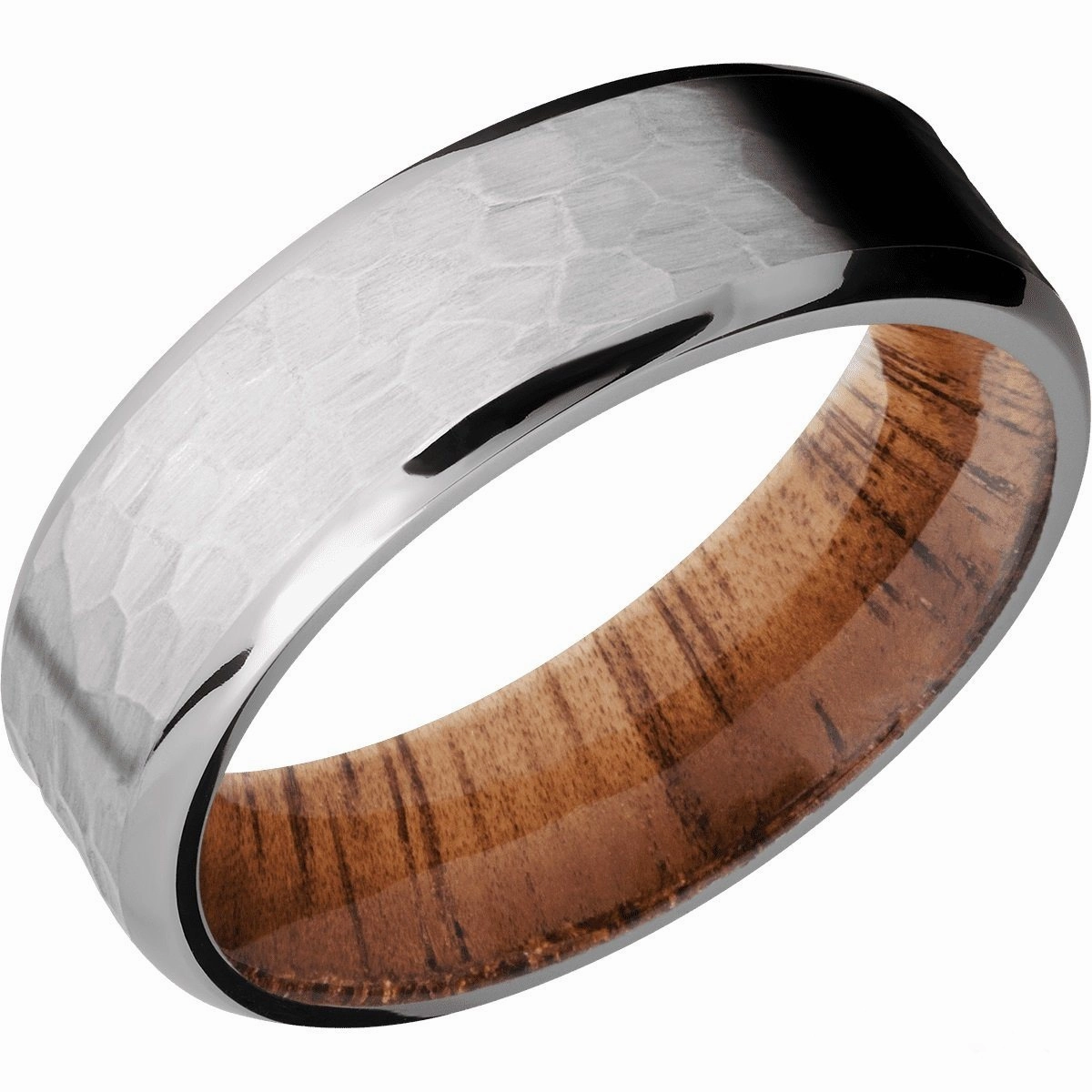 Titanium Hammered Band With Genuine Koa Hardwood Sleeve Meaningful Item