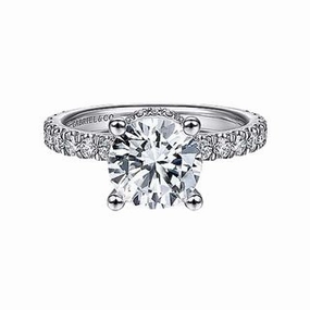 14K White Gold Hidden Halo Ring - 1.50 Carat Center Diamond Contemporary Item Innovative Style