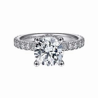14K White Gold Hidden Halo Ring - 1.50 Carat Center Diamond Contemporary Item Innovative Style