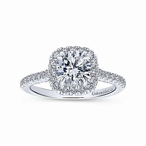 Trendy Decoration Pave Cushion Shaped Halo Round Diamond Engagement Ring 468A