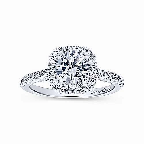 Pave Cushion Shaped Halo Round Diamond Engagement Ring 468A Minimalist Adornment Personal Emblem