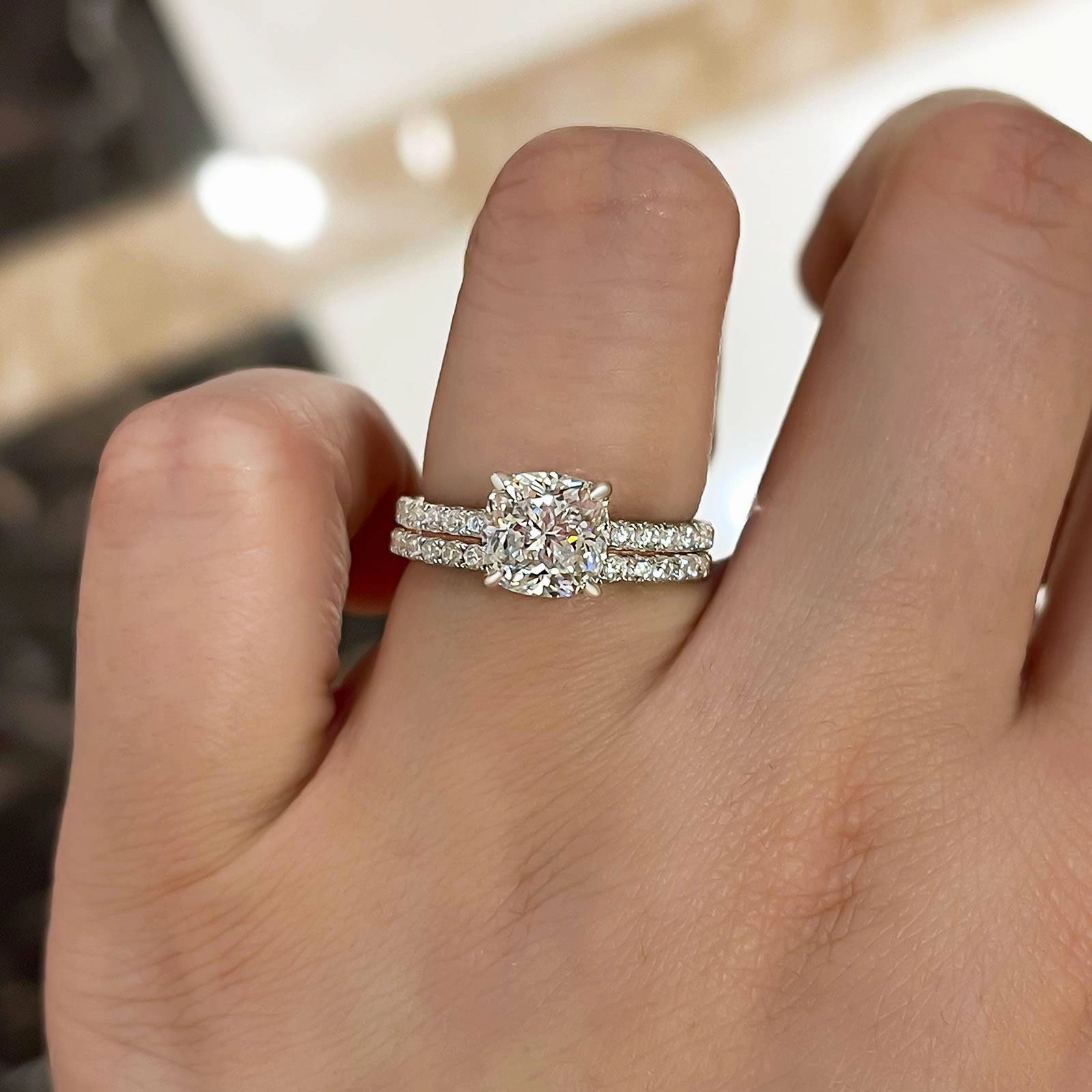 Romantic Occasion Romantic Accessory Louily Exquisite Cushion Cut Wedding Ring Set For Women In Sterling Silver