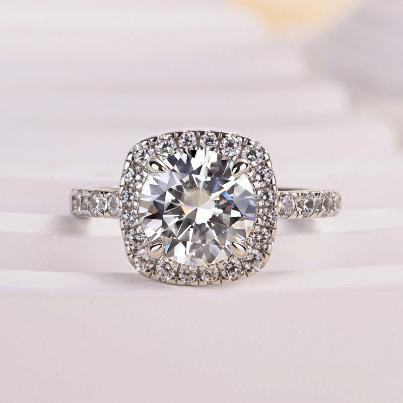 Artisan Highlight Louily Stunning Halo Round Cut Simulated Diamond Engagement Ring In Sterling Silver