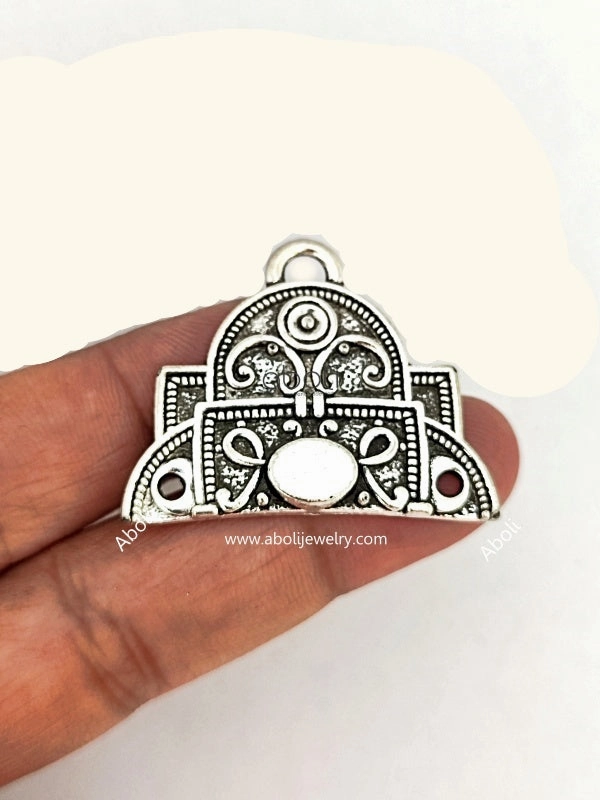 Anniversary Present Artistic Accent Oxidised silver pendant connector for fabric earrings SP40