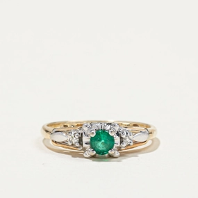 Handcrafted Touch Vintage Emerald & Diamond Ring | 0.20ct, 0.03ctw | SZ 6.25