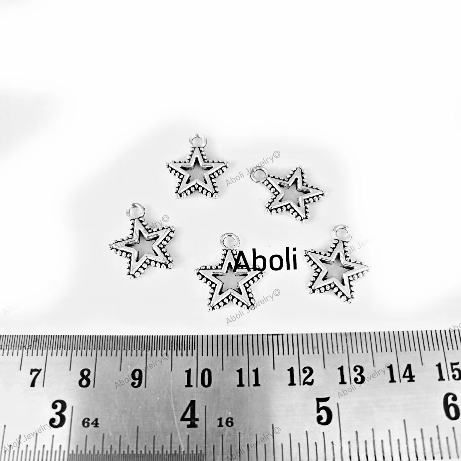 Classic Presence Silver hollow star charms stars charm CHMS136 5 Charms