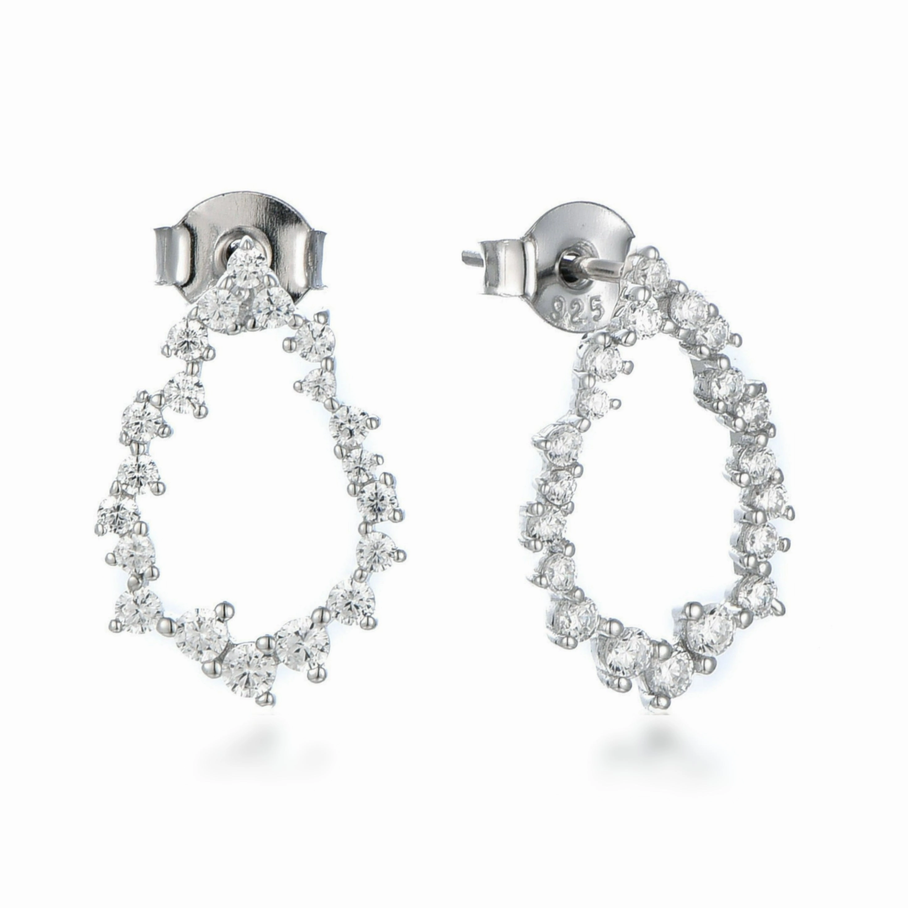 Trendy Highlight Luxurious Piece Sterling Silver Small Sprinkled CZ Teardrop Earrings on Post