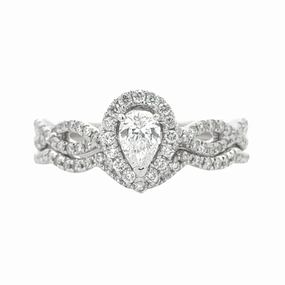 14kw Split Twisted Shank Halo Engagement Ring Set Strong Item