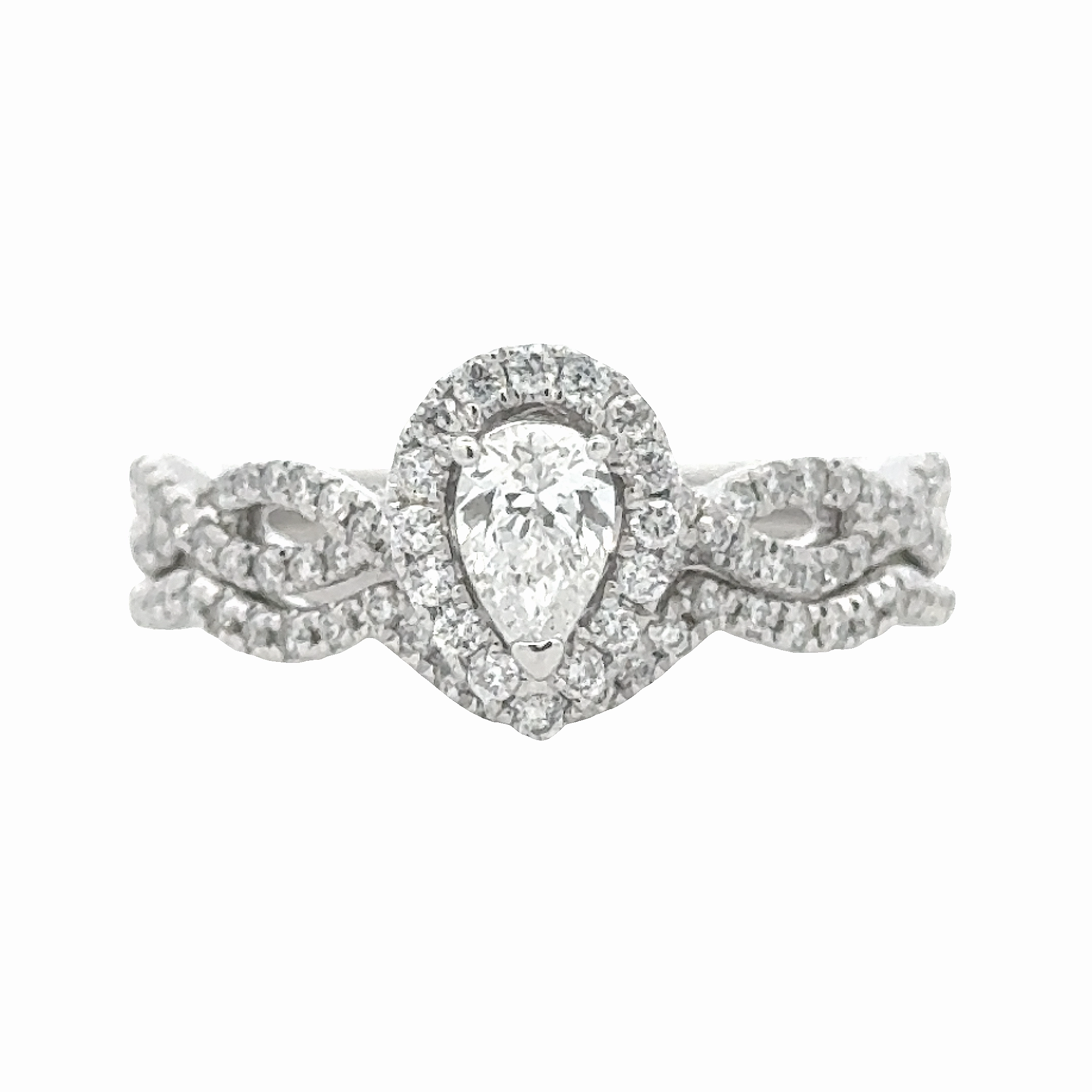 14kw Split Twisted Shank Halo Engagement Ring Set Strong Item