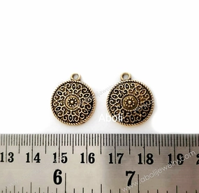 Golden Charm Mandala motif disc charm CHMG35 2 charms Elegant Features