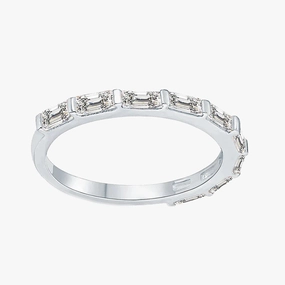 Ladies Eternity Rings in Sterling Silver Weekend Look Gloss Accent