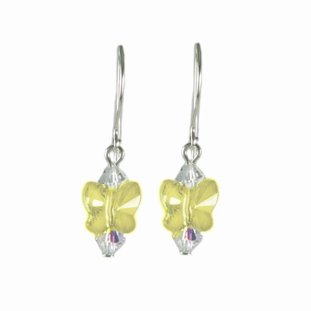 Refined Craftwork Chic Balance Jonquil Yellow Butterfly Earrings Made with Swarovski(R) Crystal Sterling Silver