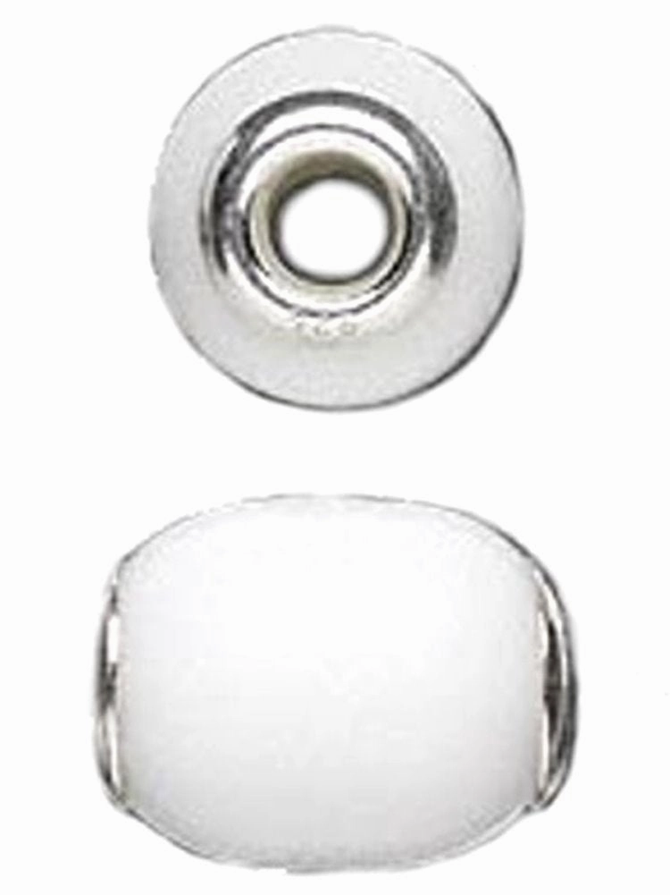 Slide-on White Bead Charm Agate Sterling Silver 4mm Center Hole Iconic Feature