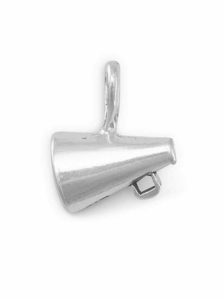 Dreamy Mood Small Megaphone Cheering 3-D Charm Sterling Silver, Made in the USA
