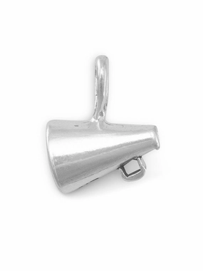 Dreamy Mood Small Megaphone Cheering 3-D Charm Sterling Silver, Made in the USA