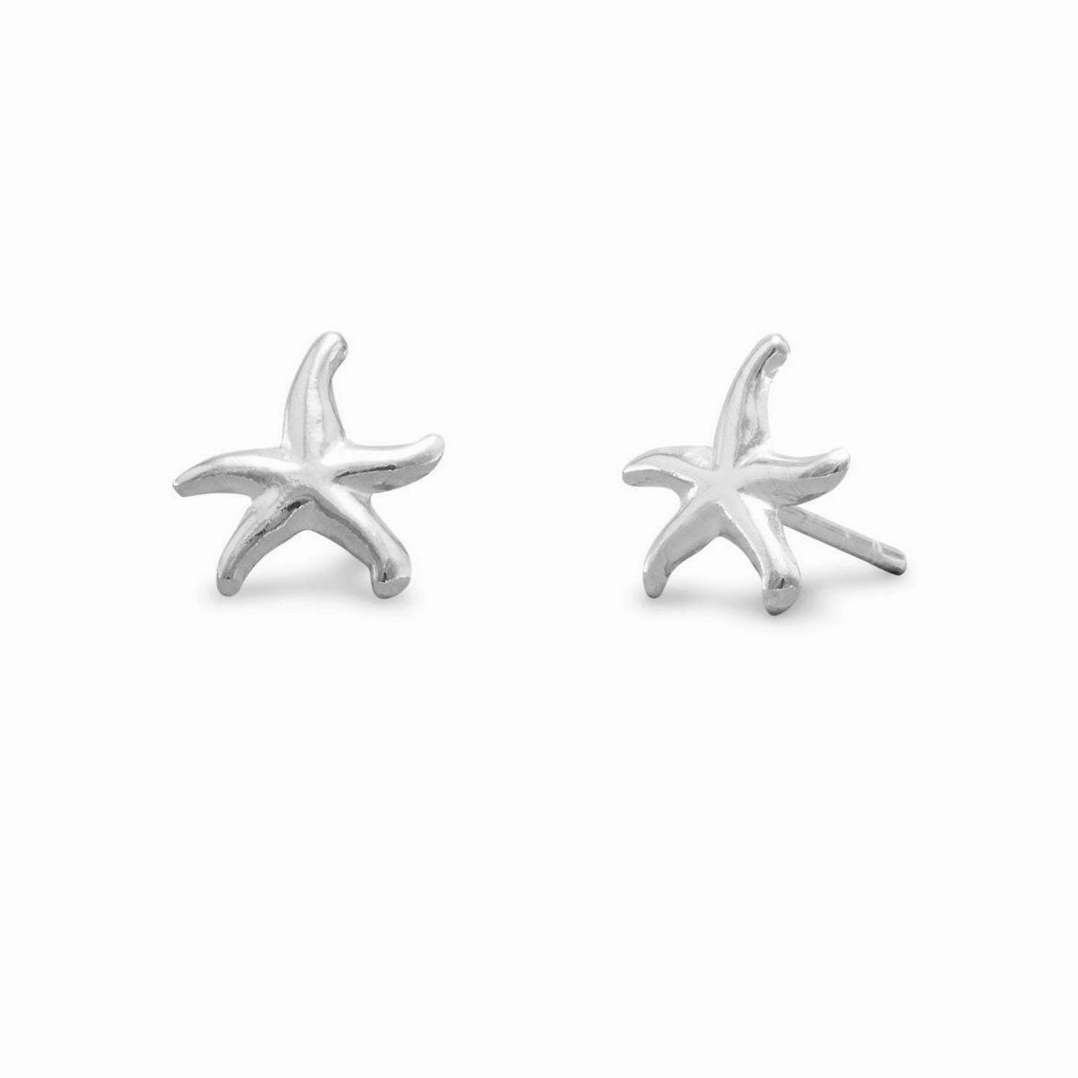 Trendy Gift Small Polished Starfish Stud Earrings Sterling Silver