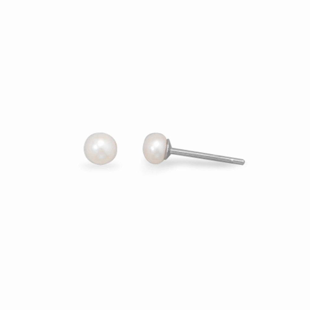 Everyday Set Small White Cultured Freshwater Pearl Stud Post Sterling Silver Earrings