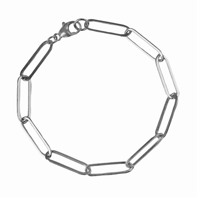 SILVER PAPERCLIP BRACELET-LARGE Customizable Aspect Rustic Charm
