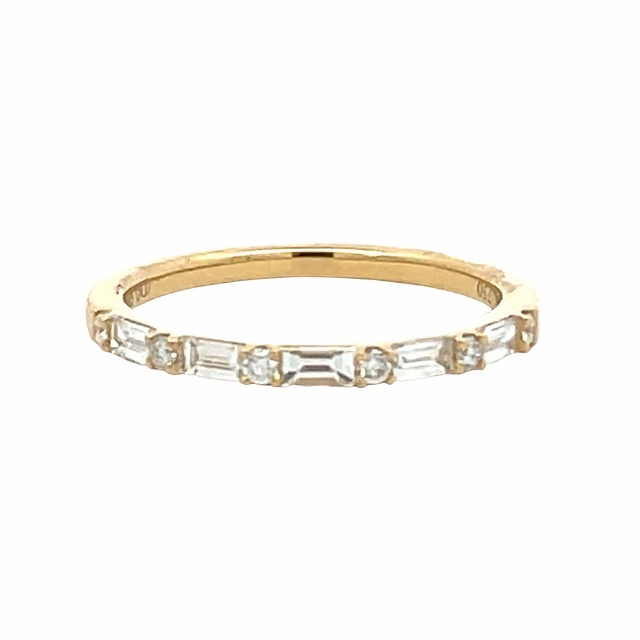 ROUND AND BAGUETTE ALTERNATING DIAMOND STACKABLE BAND (18KY) Personal Ornament Classic Article
