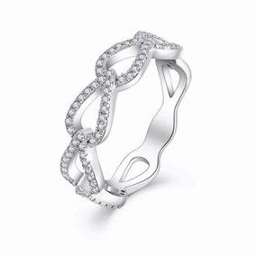 Gloss Edge Artful Edge Sterling Silver Micropave Teardrop Shaped Links CZ Ring