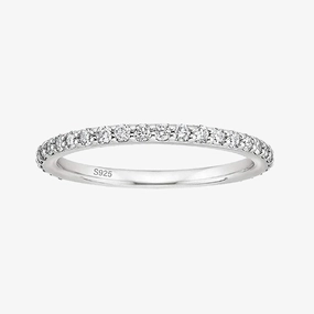 Sterling Silver Full Pave Cubic Zirconia Eternity Ring Heritage Style Elegant Pick