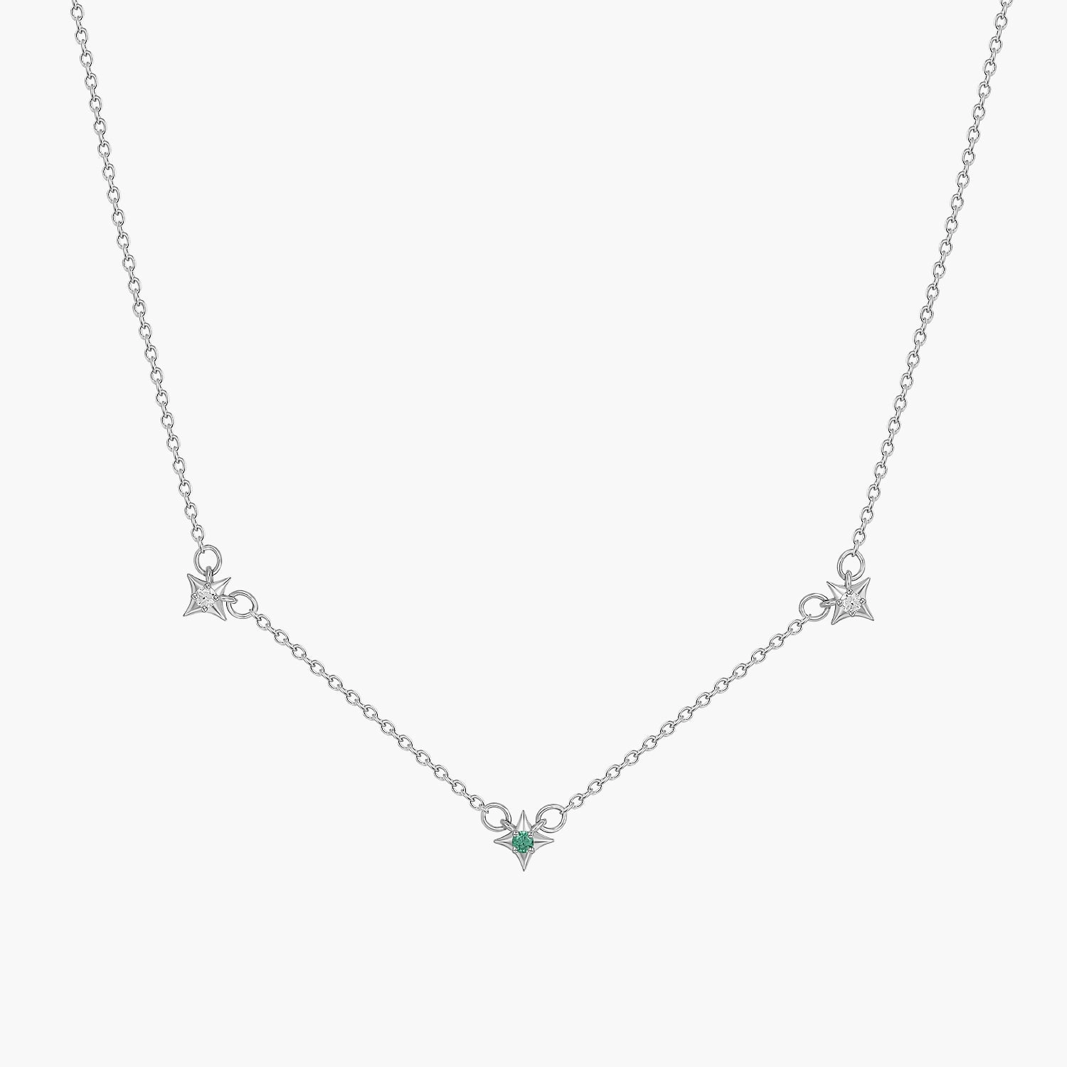 Everyday Look Sterling Silver Cosimic Star Charm Birthstone Necklace