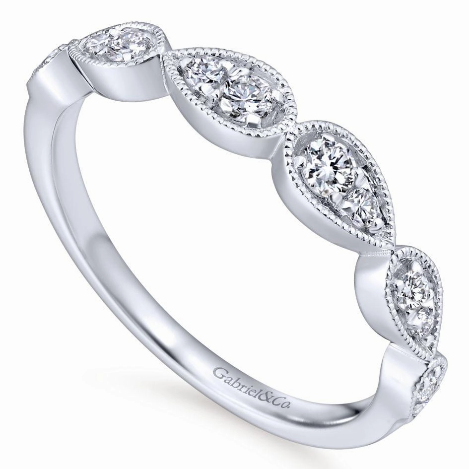 Pear Shape Bead Set with Milgrain Diamond Wedding Band 386B Custom Creation Affordable Bauble