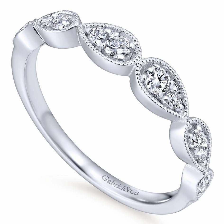 Pear Shape Bead Set with Milgrain Diamond Wedding Band 386B Eternal Object