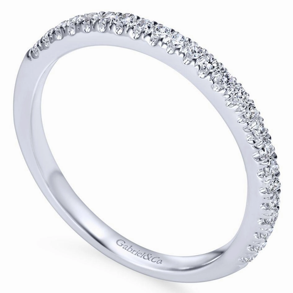Hypoallergenic Design Designer Design Straight Pave Diamond Wedding Band 14K White Gold 393B