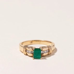 Dainty Appeal 14K Yellow Gold Emerald and Diamond Ring | 0.60ct, 0.20ctw | SZ 7.5