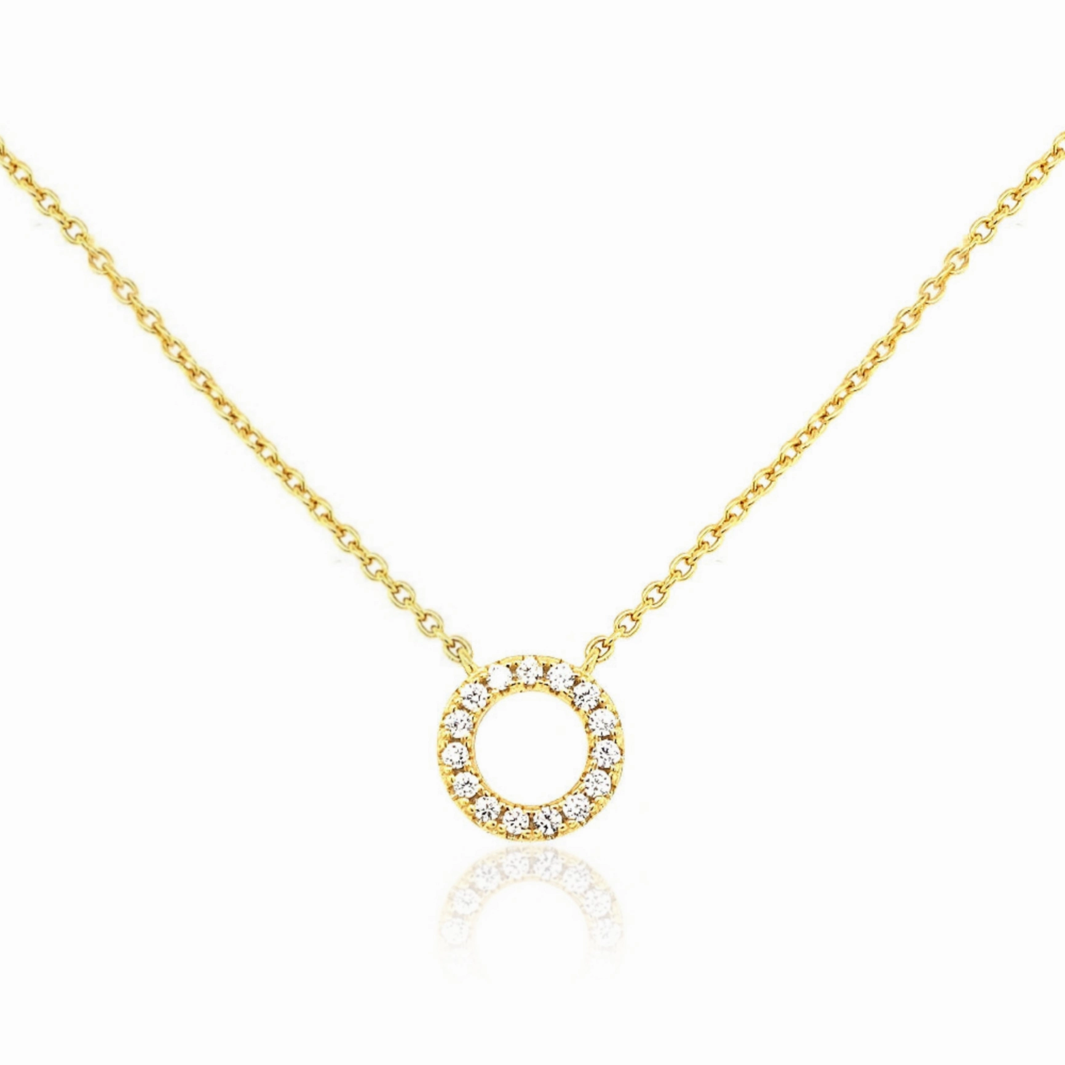 Everyday Chic Gleaming Accent Sterling Silver Small CZ Circle Necklace