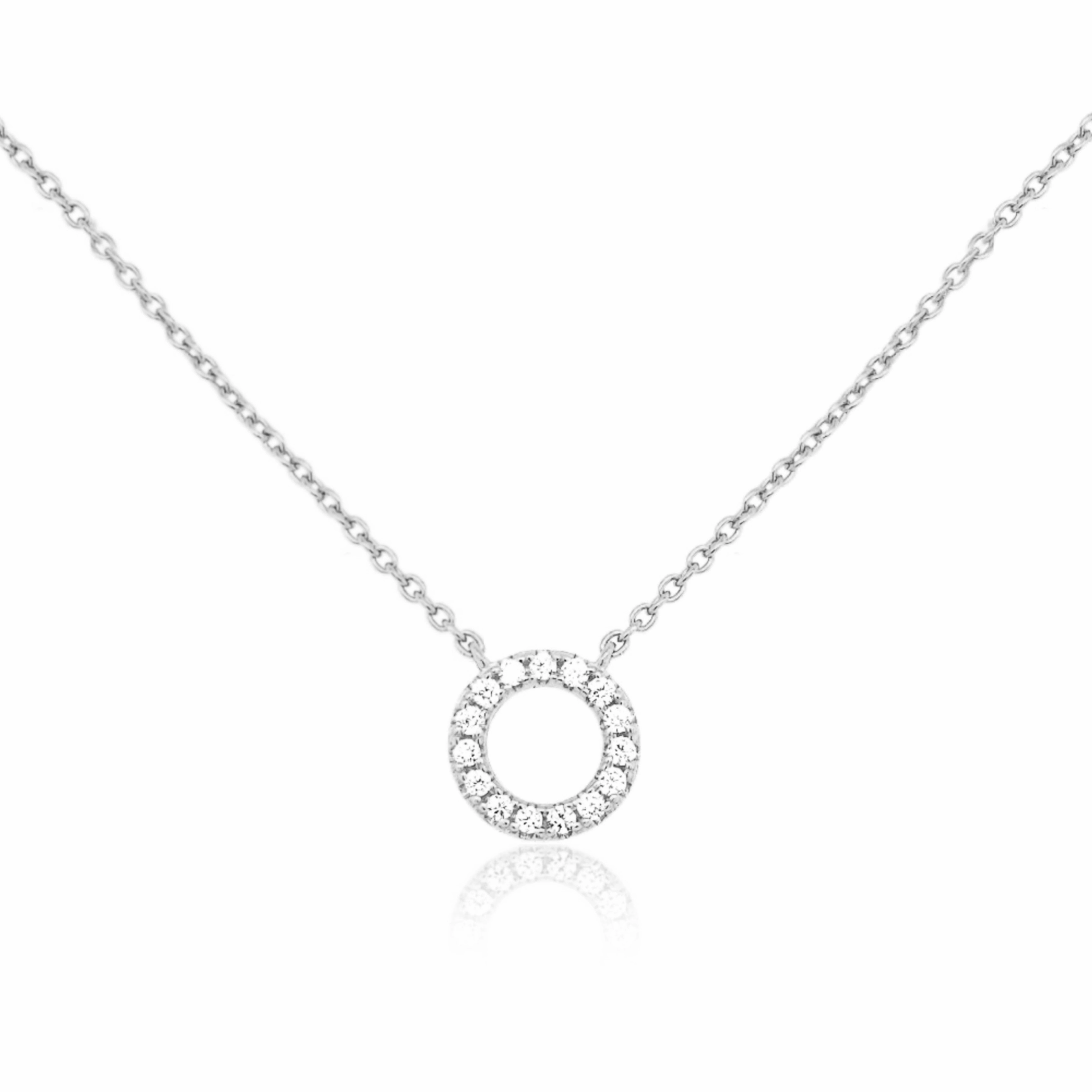 Sterling Silver Small CZ Circle Necklace Dazzling Jewelry