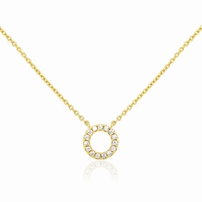 Everyday Chic Gleaming Accent Sterling Silver Small CZ Circle Necklace
