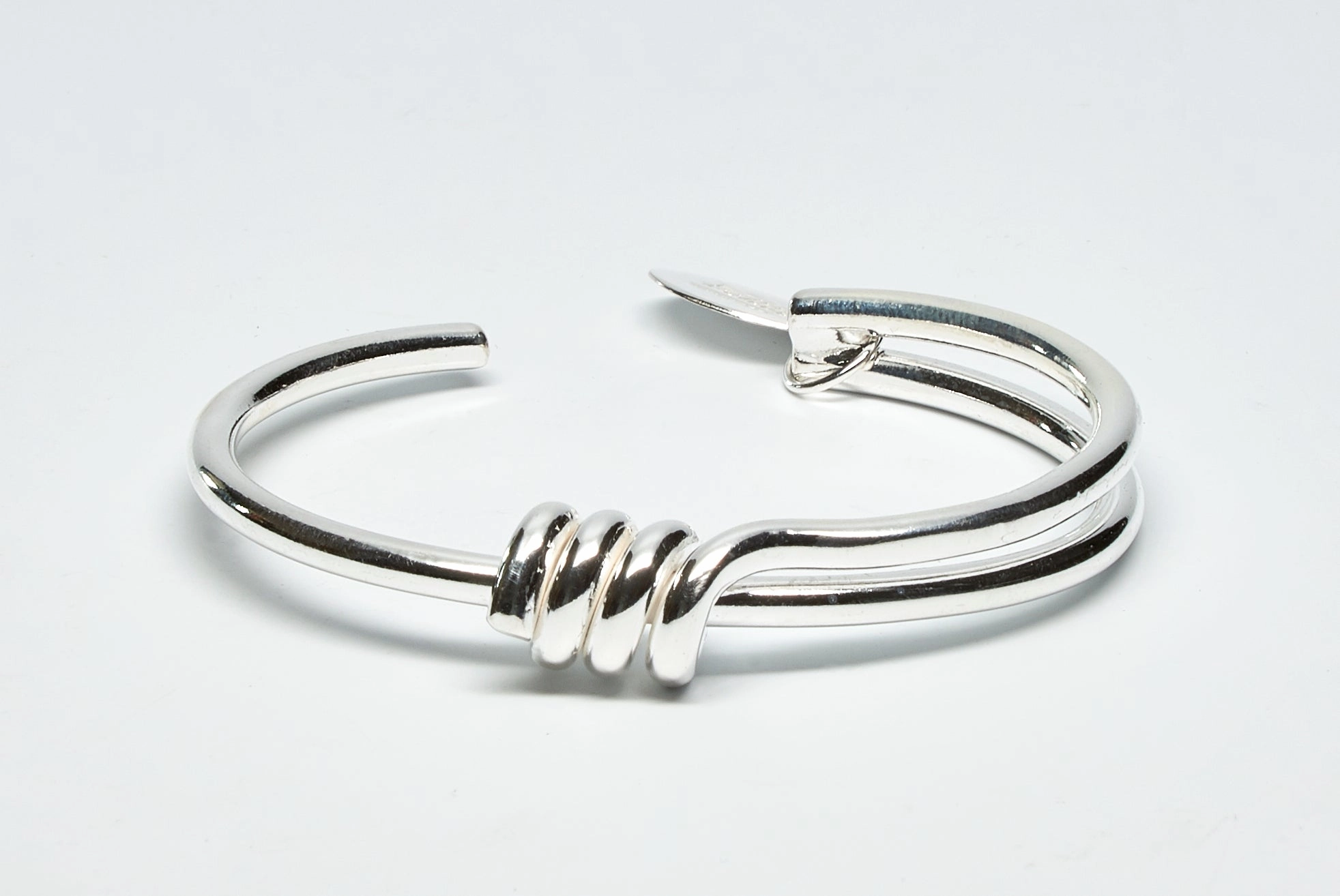 Recent Sight Smooth Sterling Silver Cuff with Coiled Center