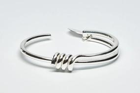 Recent Sight Smooth Sterling Silver Cuff with Coiled Center