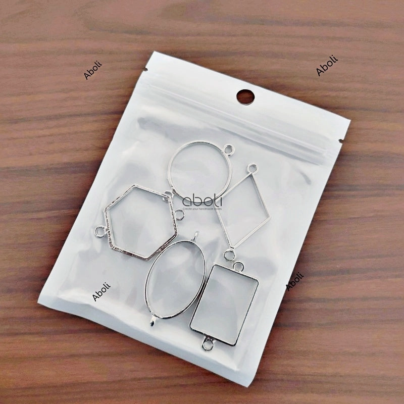 Resin Rakhi bezel Set of 5 shapes Resin Bracelet Bezels Silver connector resin frame bracelet links RRBSS Lightweight Feel Natural Look