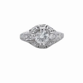 ANTIQUE STYLE DIAMOND RING WITH FILIGREE AND DIAMONDS (1.36cttw) Creative Insignia Opaque Surface