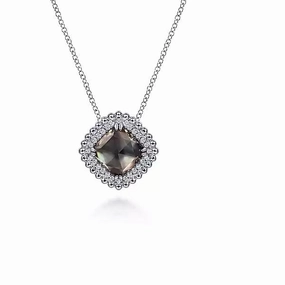 Shiny Object Effortless Fit Sterling Silver White Sapphire & Rock Crystal & Black MOP Slide Necklace