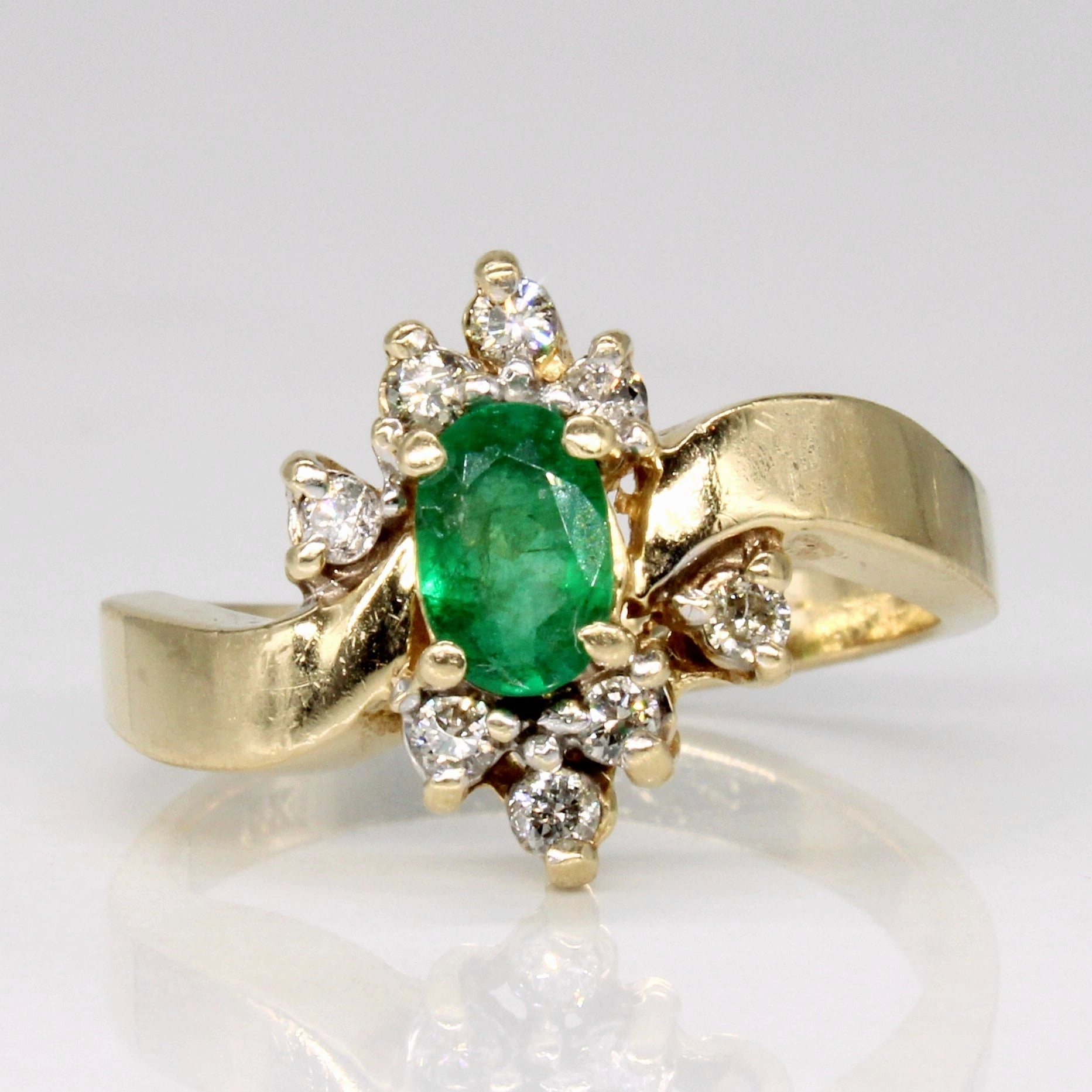 Emerald & Diamond Ring | 0.35ct, 0.20ctw | SZ 6.25 | Premium Craft