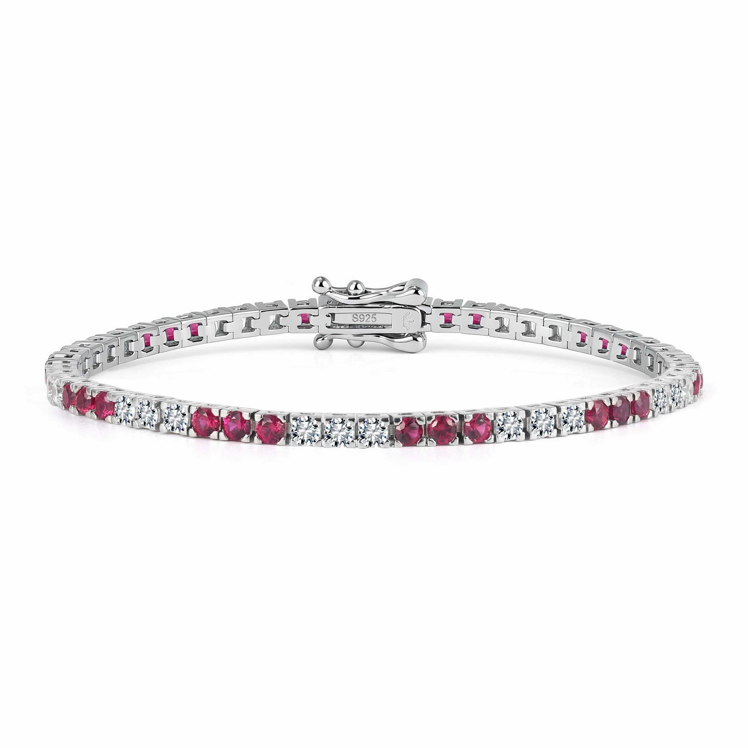 Soft Vibe Sterling Silver Three Alternating Stone Tennis Bracelet