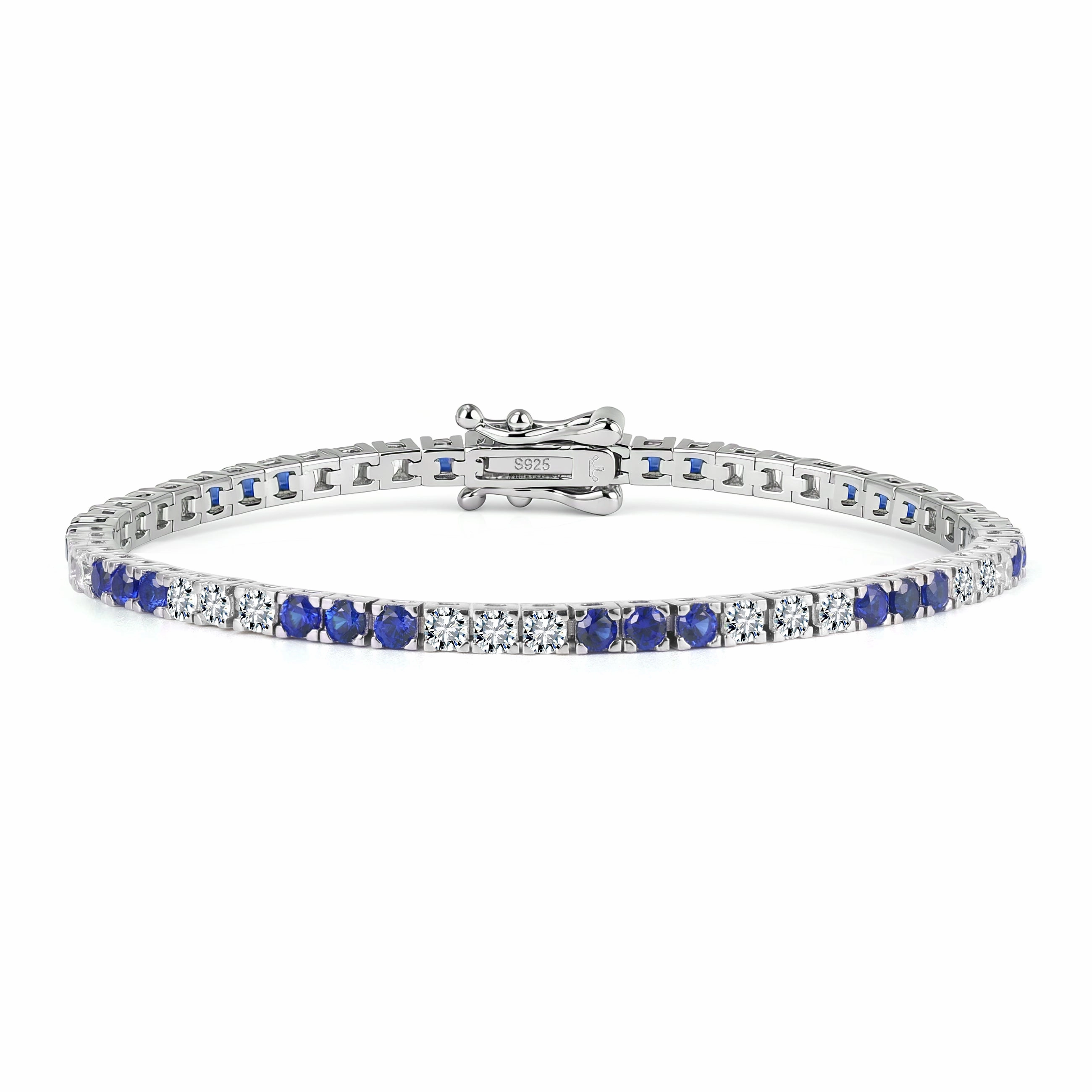 Sterling Silver Three Alternating Stone Tennis Bracelet Bright Pop