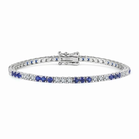 Sterling Silver Three Alternating Stone Tennis Bracelet Bright Pop