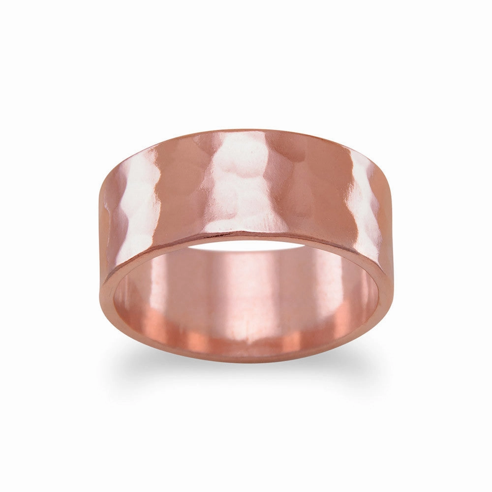 Versatile Sparkle Everyday Look Solid Copper Hammered 8mm Band Ring Made in the USA