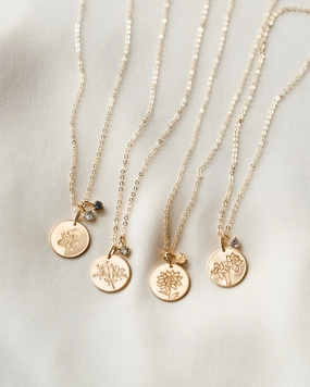 Fashion Lady Elegant Evenings Solid Gold Flora Birthstone Necklace