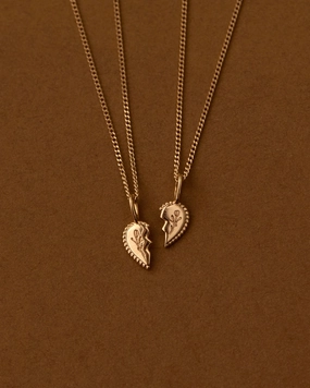 Solid Gold Shared Heart Necklace Crystal Piece for meditation