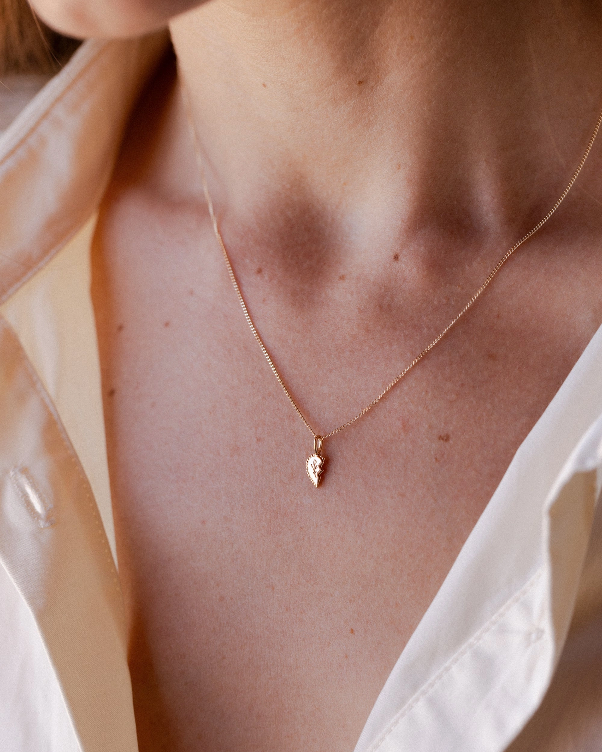 Solid Gold Shared Heart Necklace Anniversary Moment Retro Accent