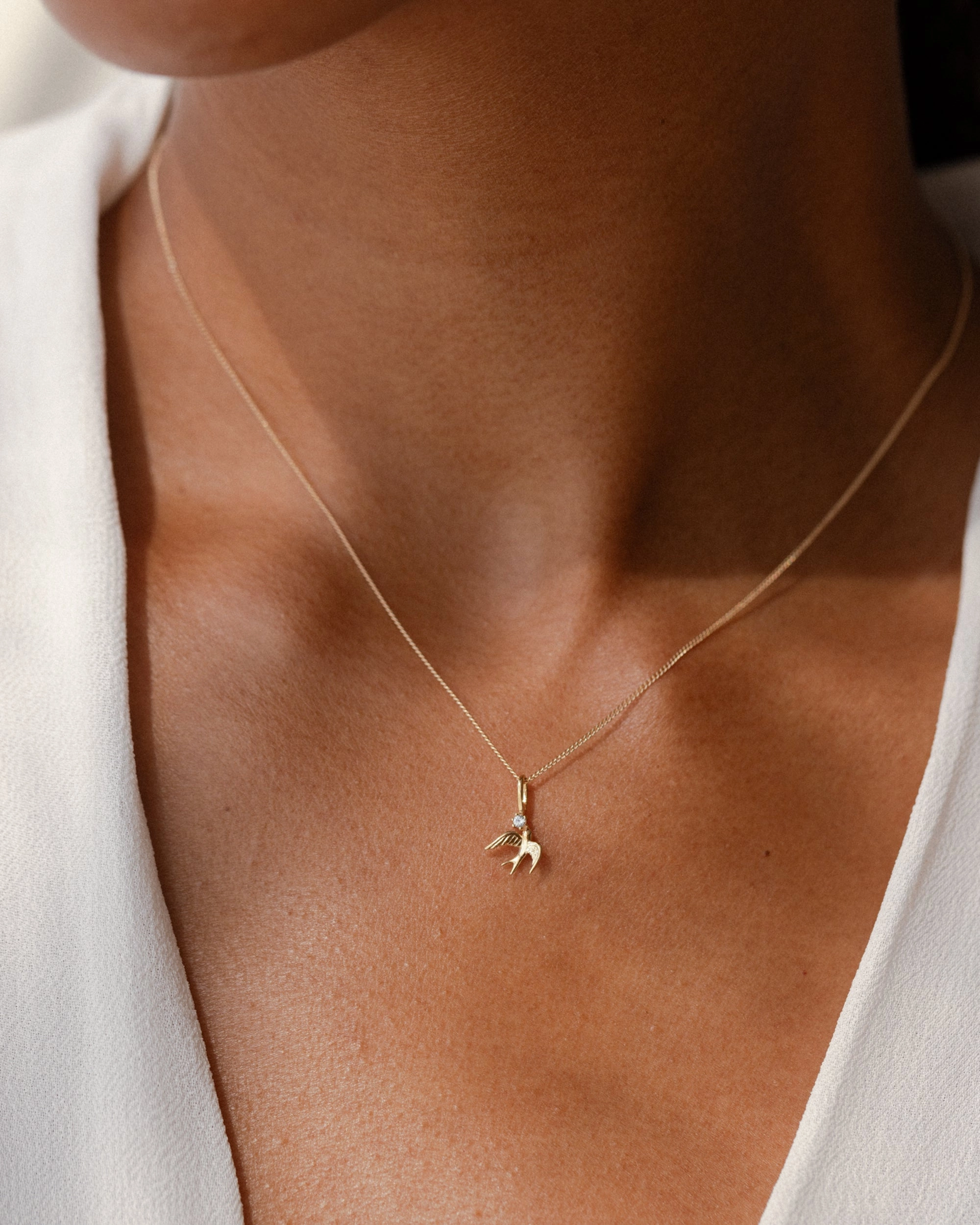 Solid Gold Swallow Charm Delicate Piece